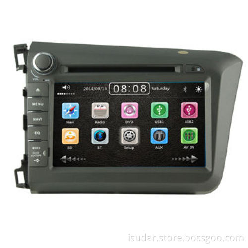 Car GPS DVD Player for Honda Civic 2012 LHD, w/Wi-Fi, 3G, 1080p Video Play, Supports iPhone 5S, 8"